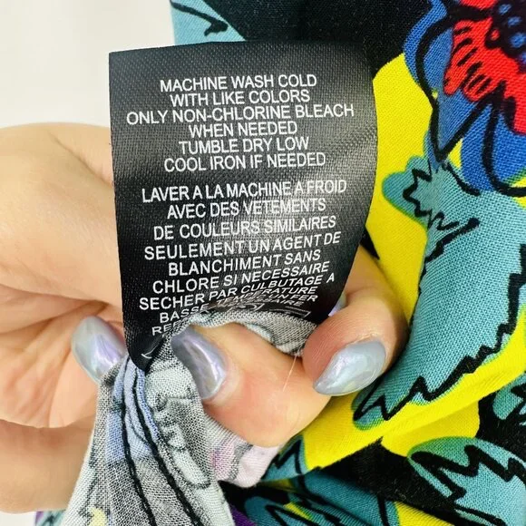 Empyre Mens Floral Multicolored Short Sleeve Collared Button Down Shirt Size L - Picture 11 of 11